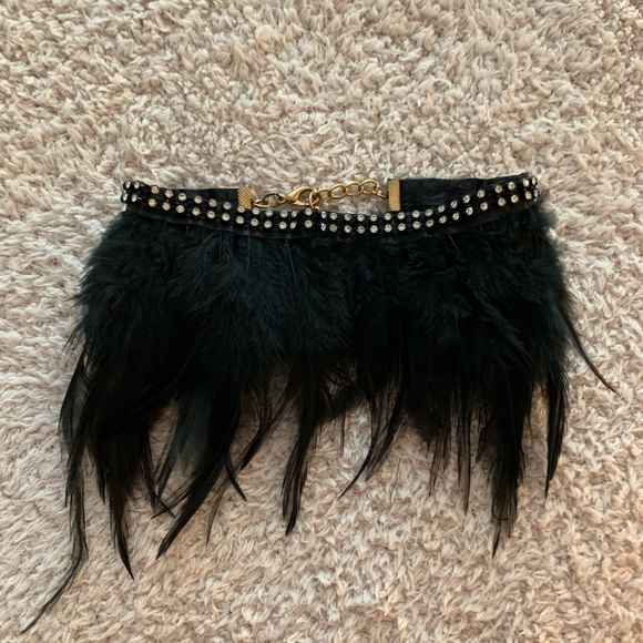 Hustler Hollywood Jewelry - Black Feather Choker Necklace